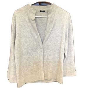 J. Crew Button Down Light Gray Womens Sweater Merino Wool Angora Cashmere Large